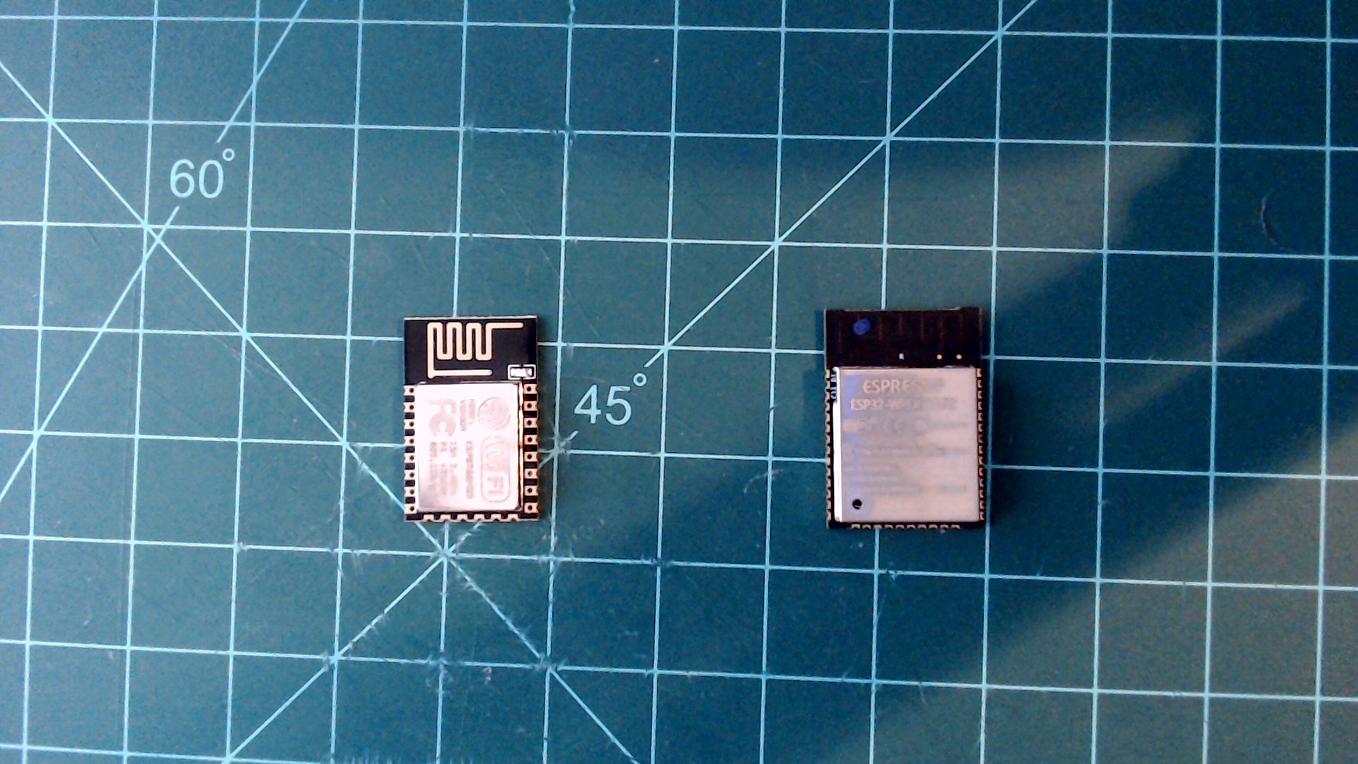 Left: ESP8266 module. Right: ESP32 module.