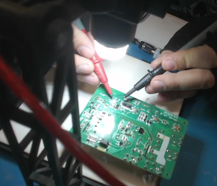 Continuity testing the pcb.